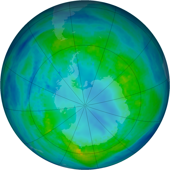 Antarctic ozone map for 28 April 2004